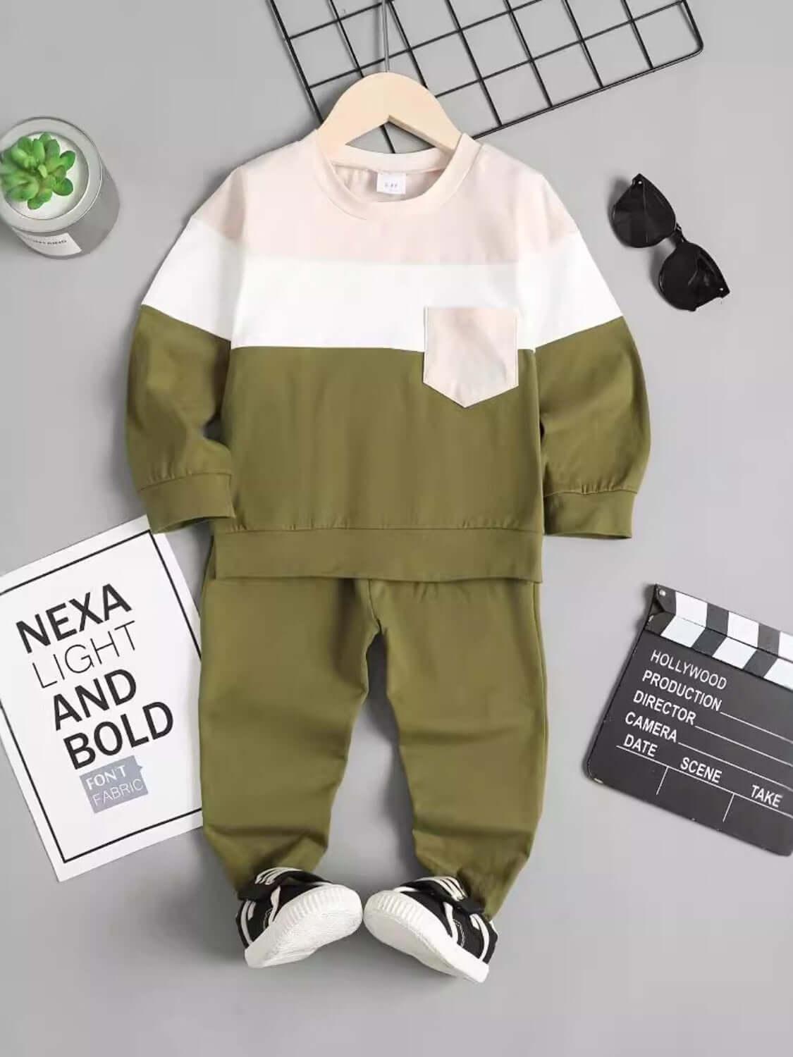 Children's Color Block Top and Pants Set