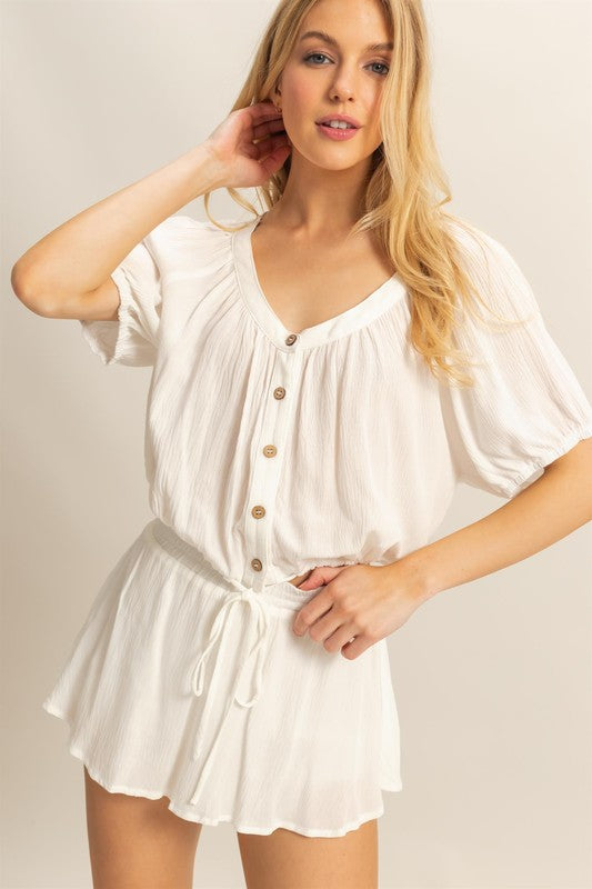 HYFVE Drawstring Hem Short Sleeve Top and Skort Set - Clothes For Her Online Store