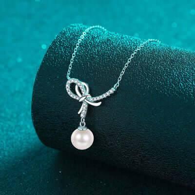 Natural Pearl Pendant Moissanite 925 Sterling Silver Necklace