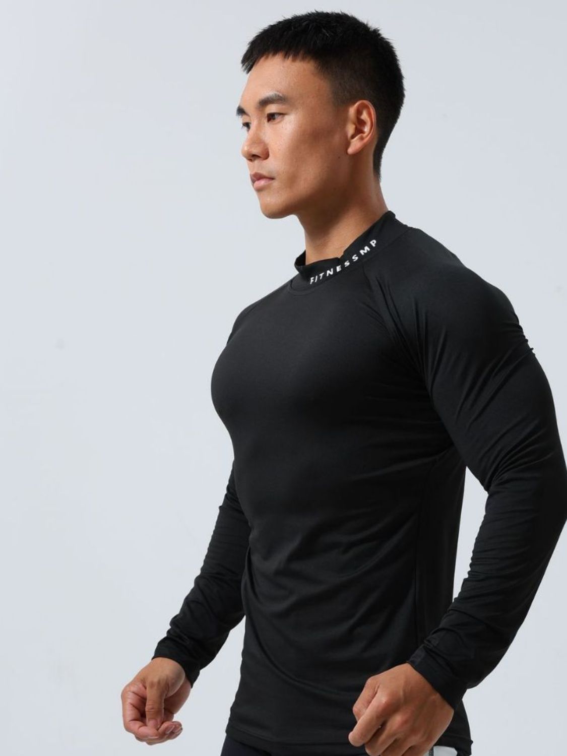 Men's Plus Size Mock Neck Long Sleeve T-Shirt