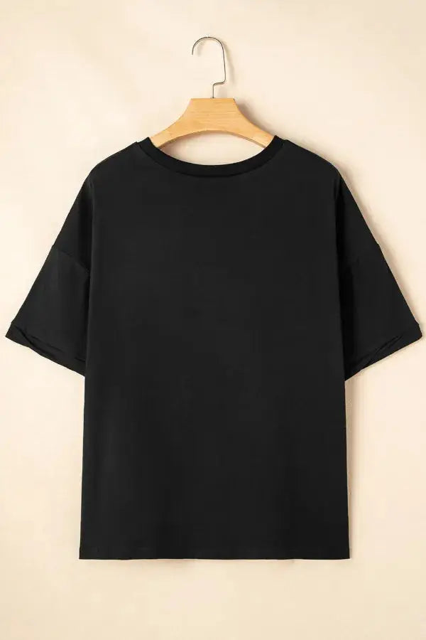 Sequined America Star Round Neck T Shirt - Clothes For Her Online Store