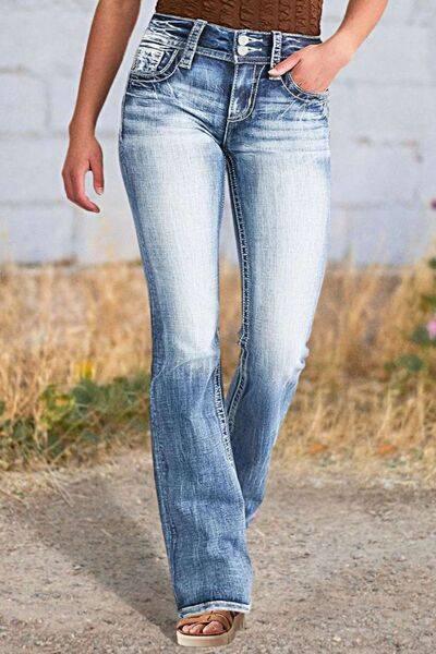 Star Embroidered Bootcut Jeans - Clothes For Her Online Store