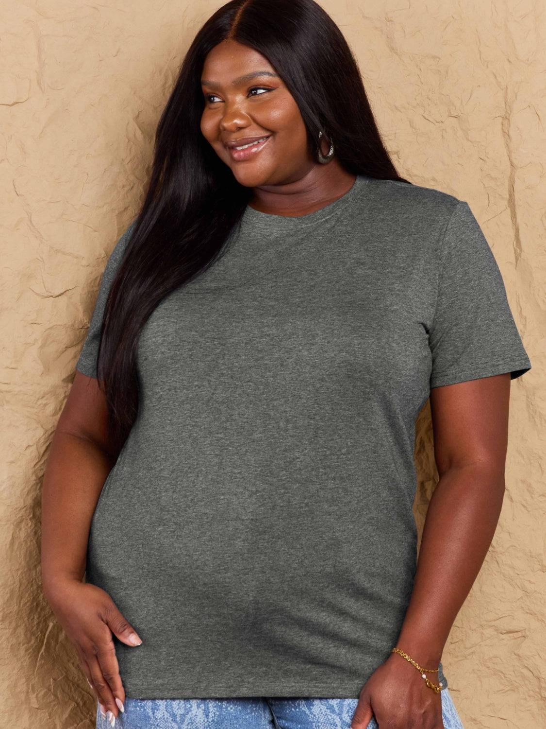 Full Size Round Neck Short Sleeve T-Shirt - Clothes For Her Online Store