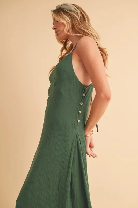 Aemi+Co Side Button Midi Cami Dress