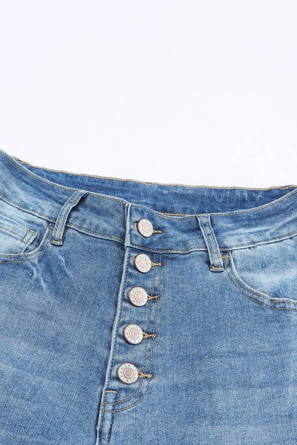 High Waist Button Fly Flared Jeans