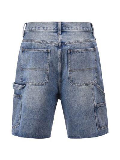 Men's Washed Cargo Denim Shorts