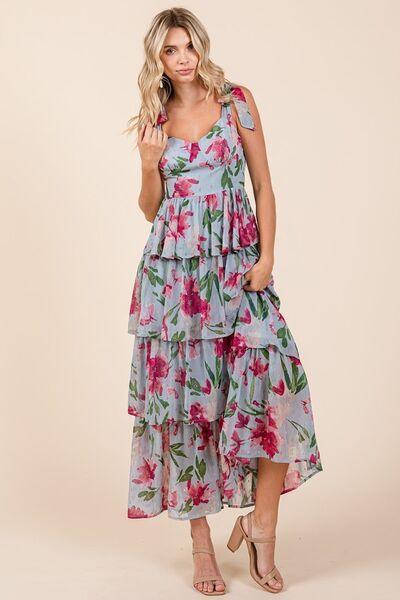Mittoshop Layered Floral Sweetheart Neck Maxi Dress - Clothes For Her Online Store