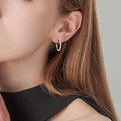 Inlaid Moissanite 925 Sterling Silver C-Hoop Earrings - Clothes For Her Online Store