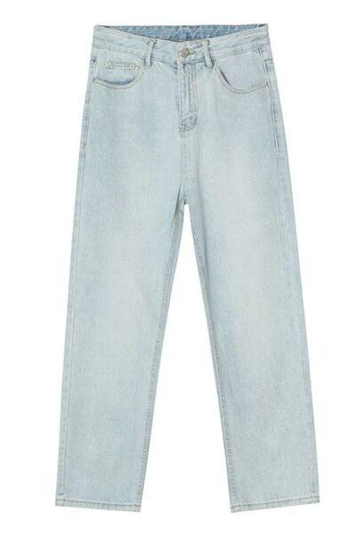 Straight Leg Jeans with Pockets - Clothes For Her Online Store