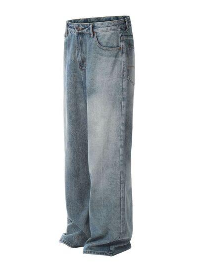 Men's Washed Straight Jeans