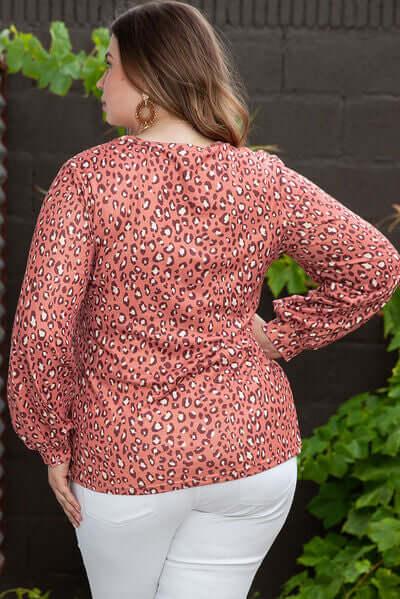 Plus Size Leopard Long Sleeve T-Shirt - Clothes For Her Online Store
