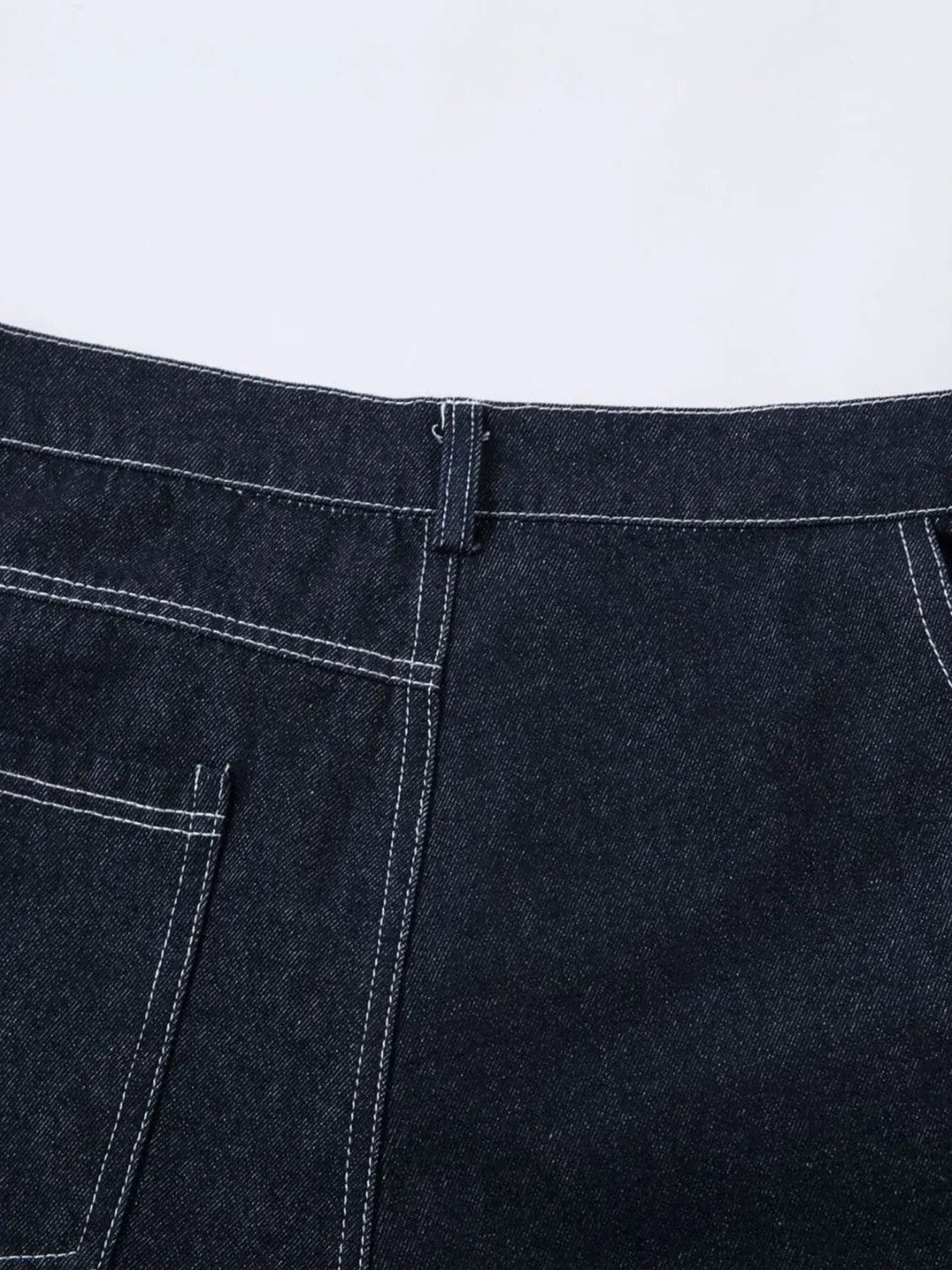 Men's High Waist Contrast Stitching Curved Jeans