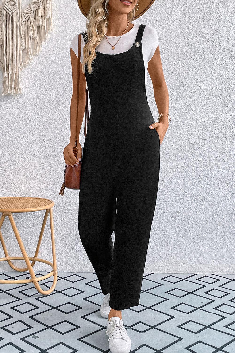 Pocketed Wide Strap Overall - Clothes For Her Online Store