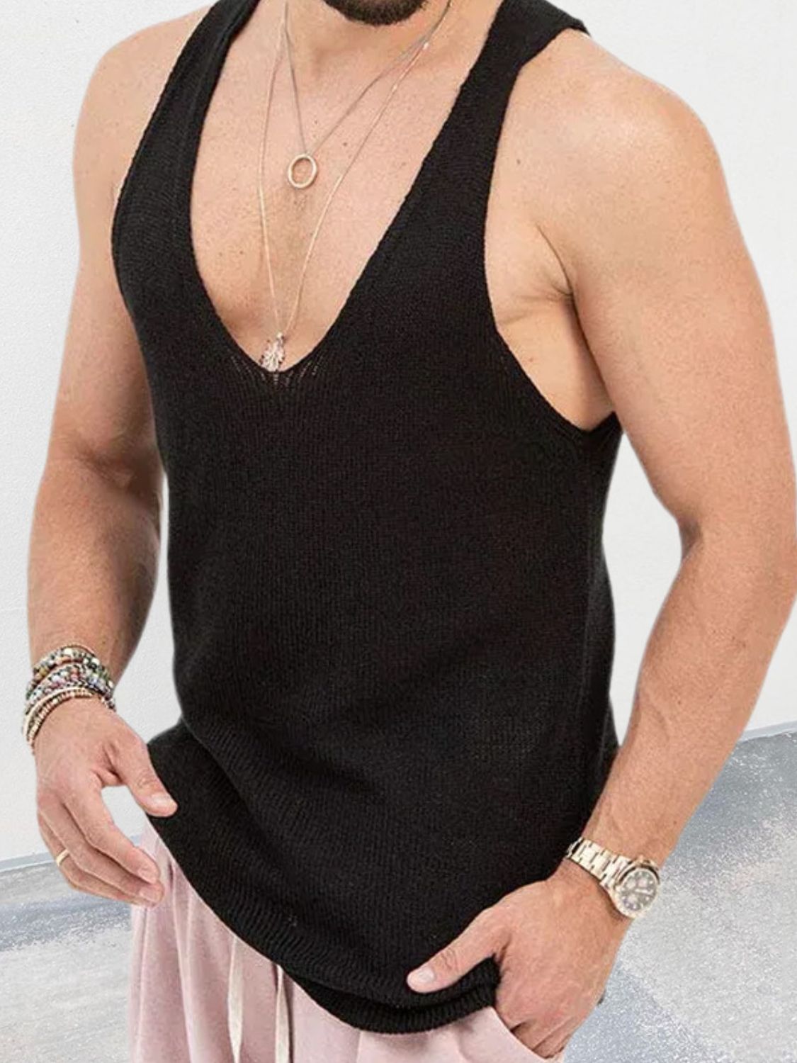 Men's Scoop Neck Knit Tank - Clothes For Her Online Store