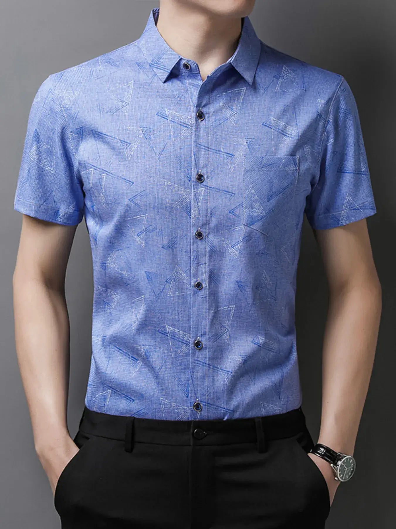 Men's Plus Size Geometric Print Short Sleeve Shirt