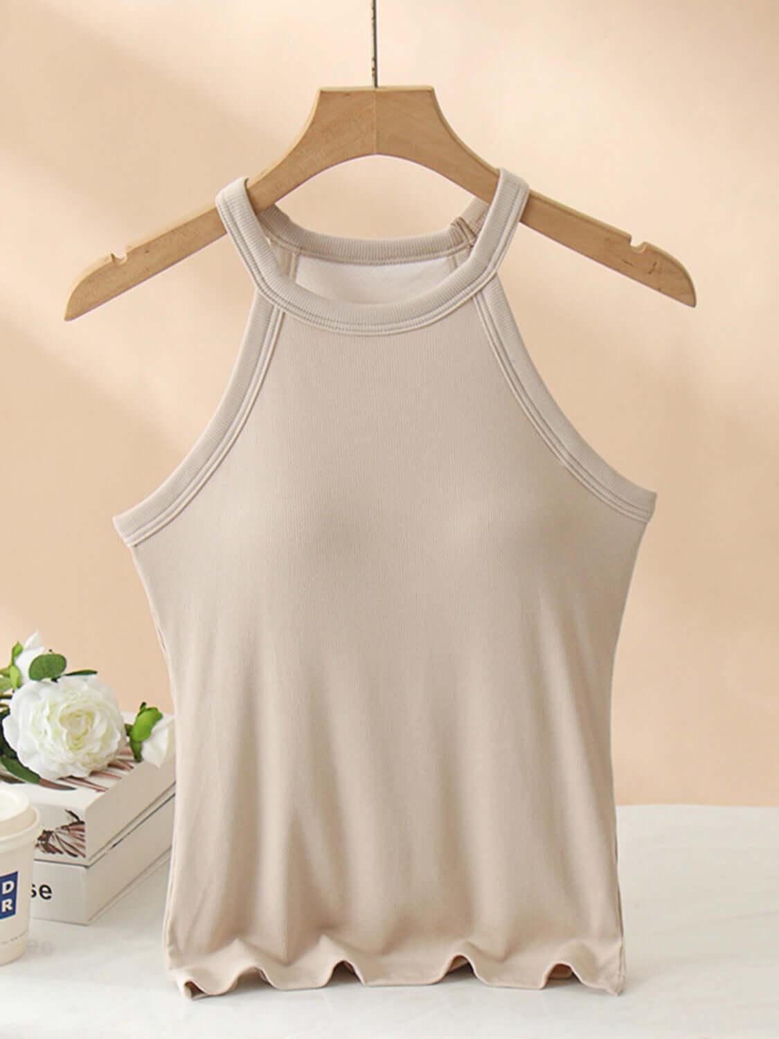 Grecian Neck Tank With Chest Pads