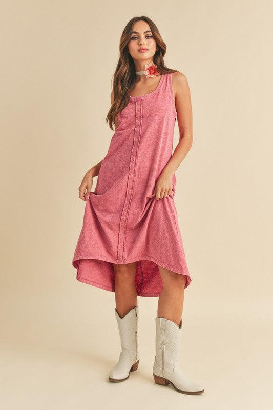 Aemi + Co High-Low Hem Scoop Neck Midi Tank Dress - Clothes For Her Online Store