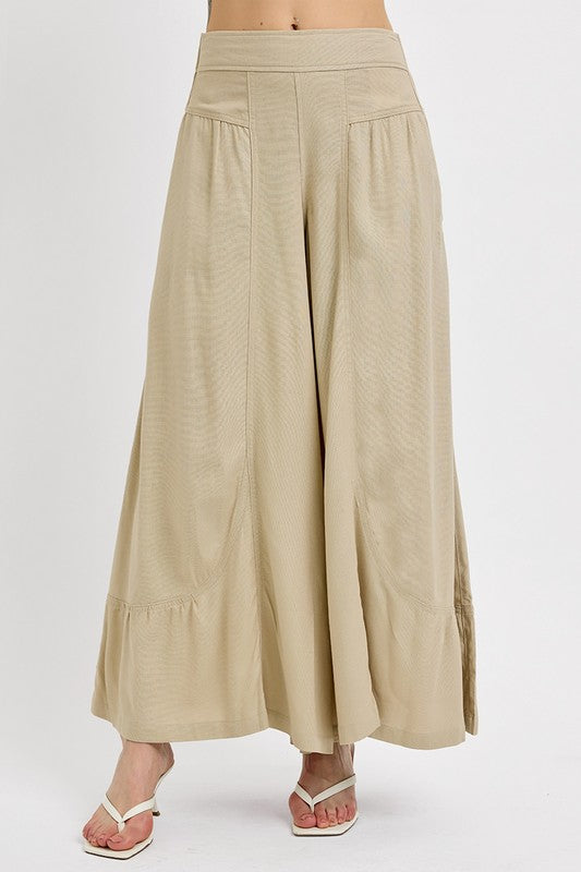 RISEN Shirring Detail Wide Leg Pants - Clothes For Her Online Store