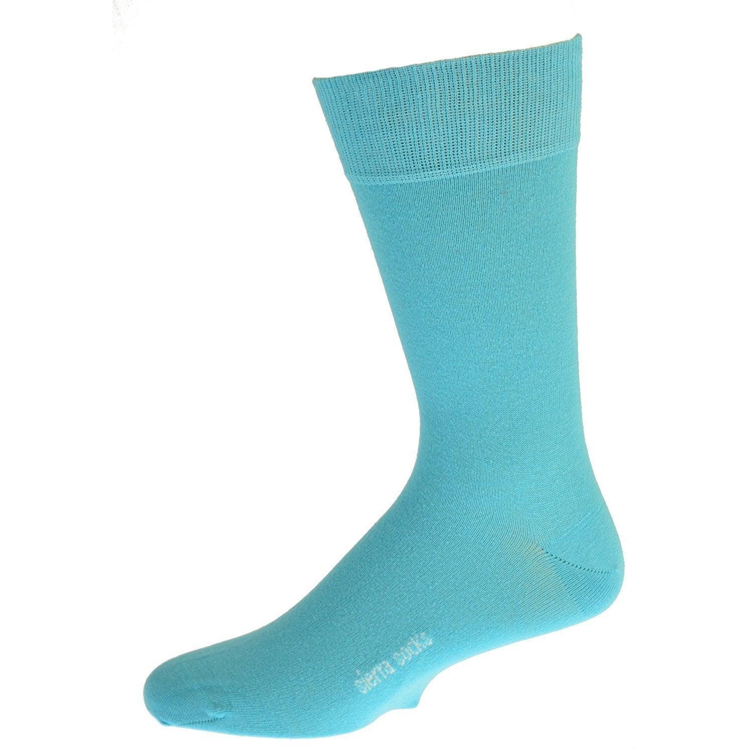 Sierra Socks Men's Crew Cotton Solid Vibrant Colorful Seamless Toe