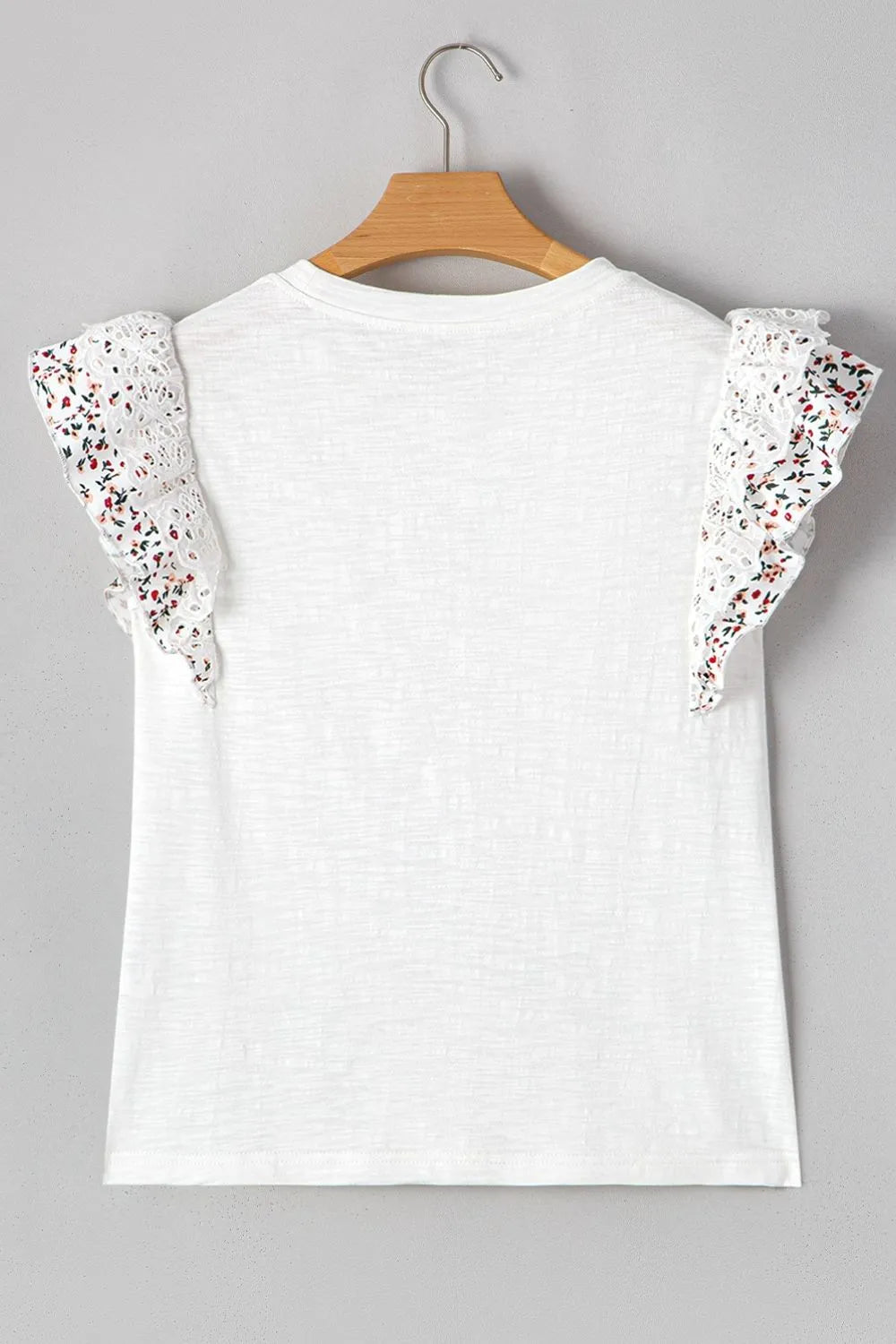 Floral Lace Eyelet Patched Butterfly Sleeve Blouse