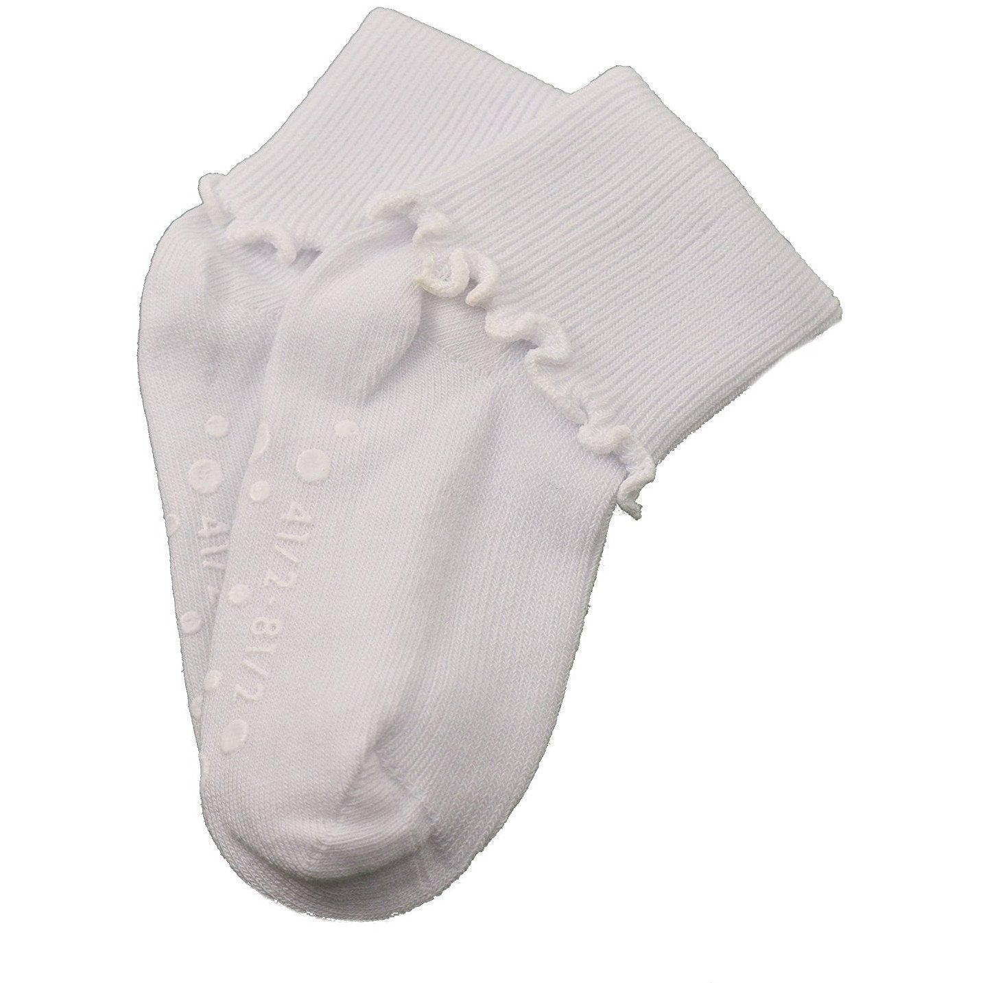 Sierra Socks Girls Cotton Lettuce Ruffle Ripple Edge Turn Cuff