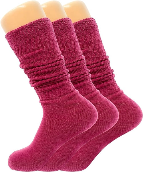 Women's Slouch Knee High Socks, 3 Pairs, Size 9-11, Soft and