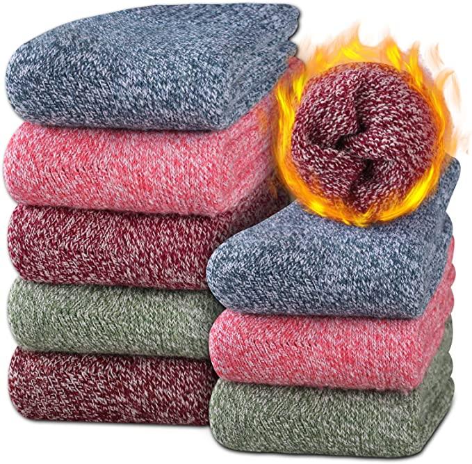 Ladies Thermal Socks, Soft and Warm - 6 Pack Assorted Colors, Size