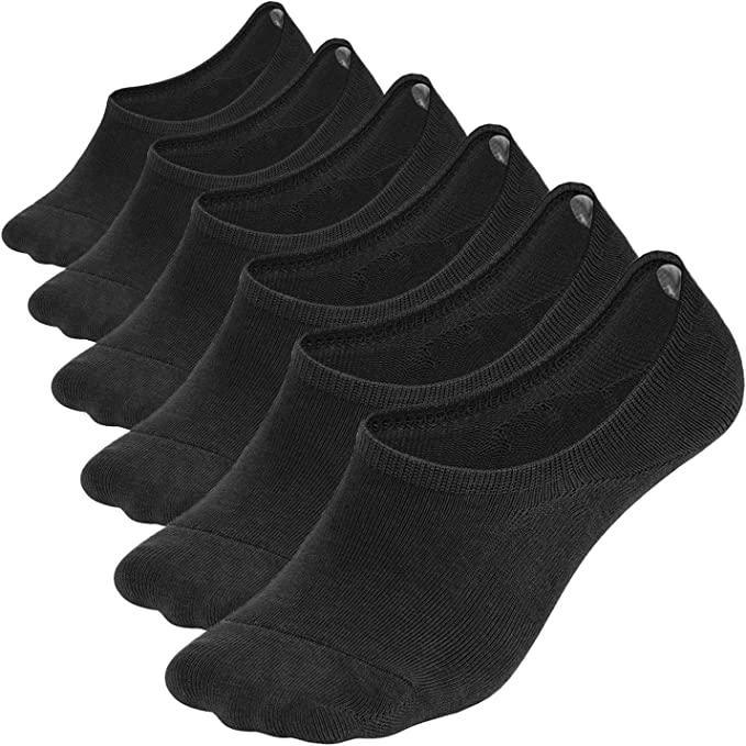 Comfort Rich Men's No Show Socks - Black, and White Cotton, Size 10-13