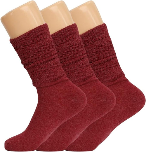 Women's Slouch Knee High Socks, 3 Pairs, Size 9-11, Soft and