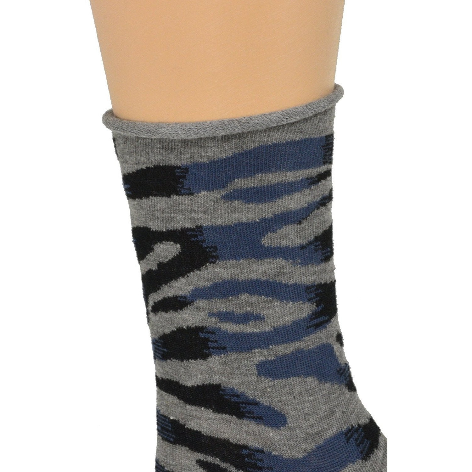 Sierra Socks Zebra Pattern Hi Anklet Casual Cotton Womens 2 Pair Socks