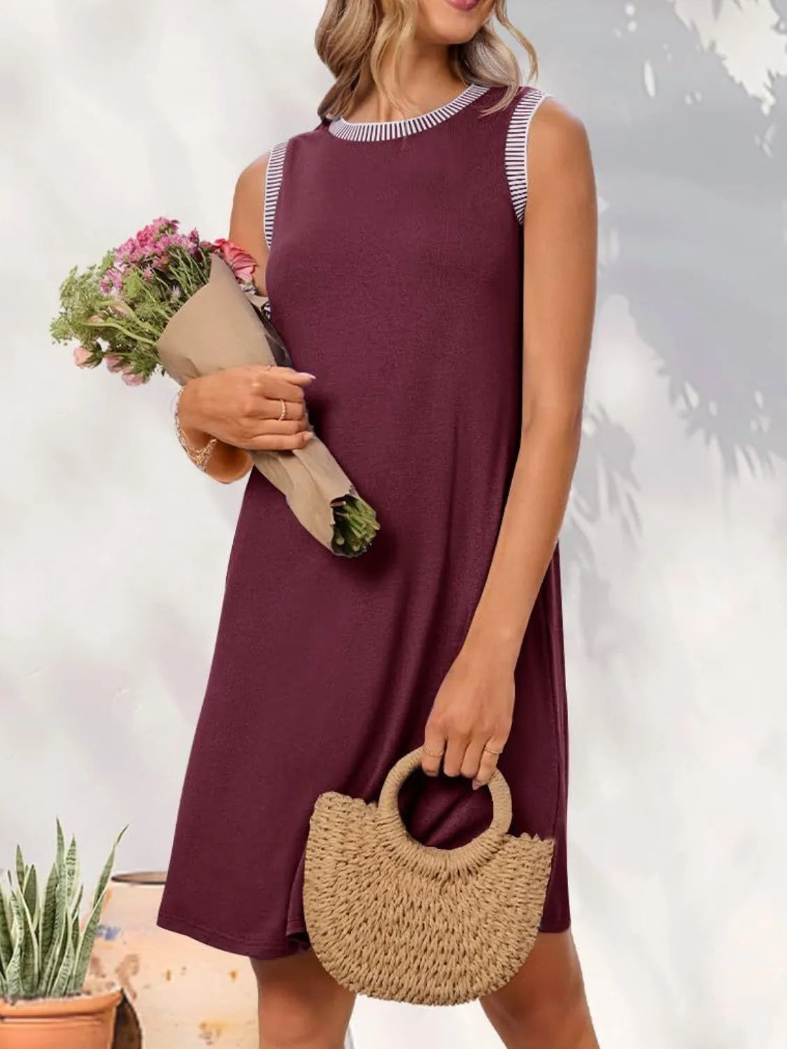 Round Neck Sleeveless Mini Tank Dress