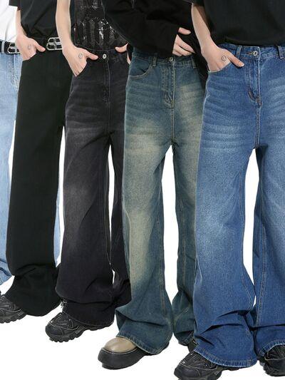 Wide Leg Jeans with Pockets - Clothes For Her Online Store