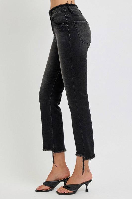 RISEN Full Size Raw Hem Cropped Flare Jeans Plus Size - Clothes For Her Online Store