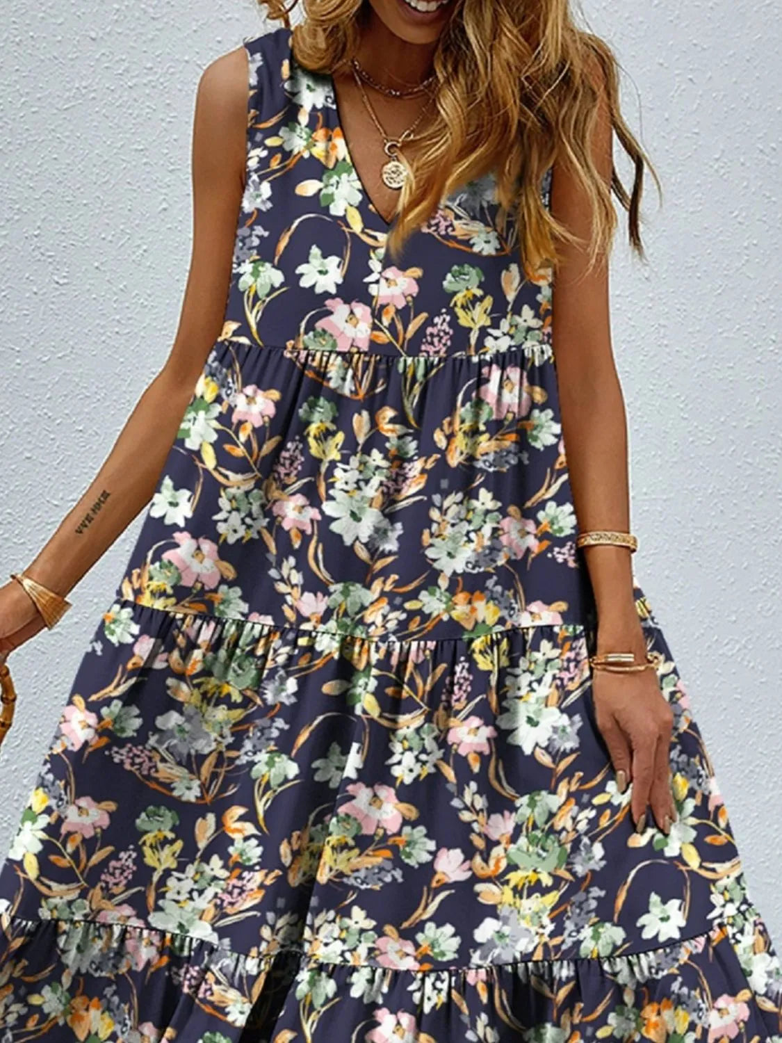 Floral Tiered Maxi Tank Dress