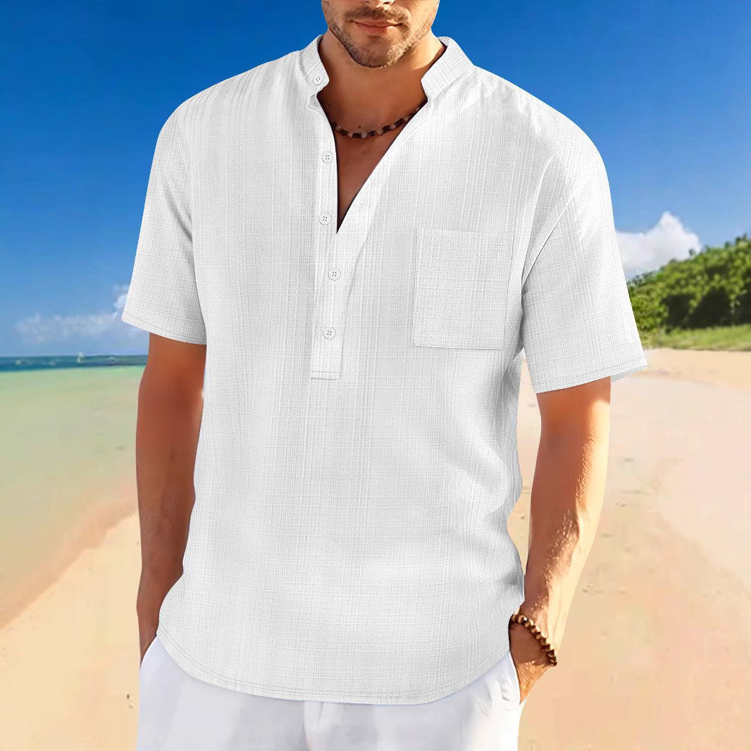 Men's Full Size Half Button Short Sleeve Polo Plus Size - Clothes For Her Online Store