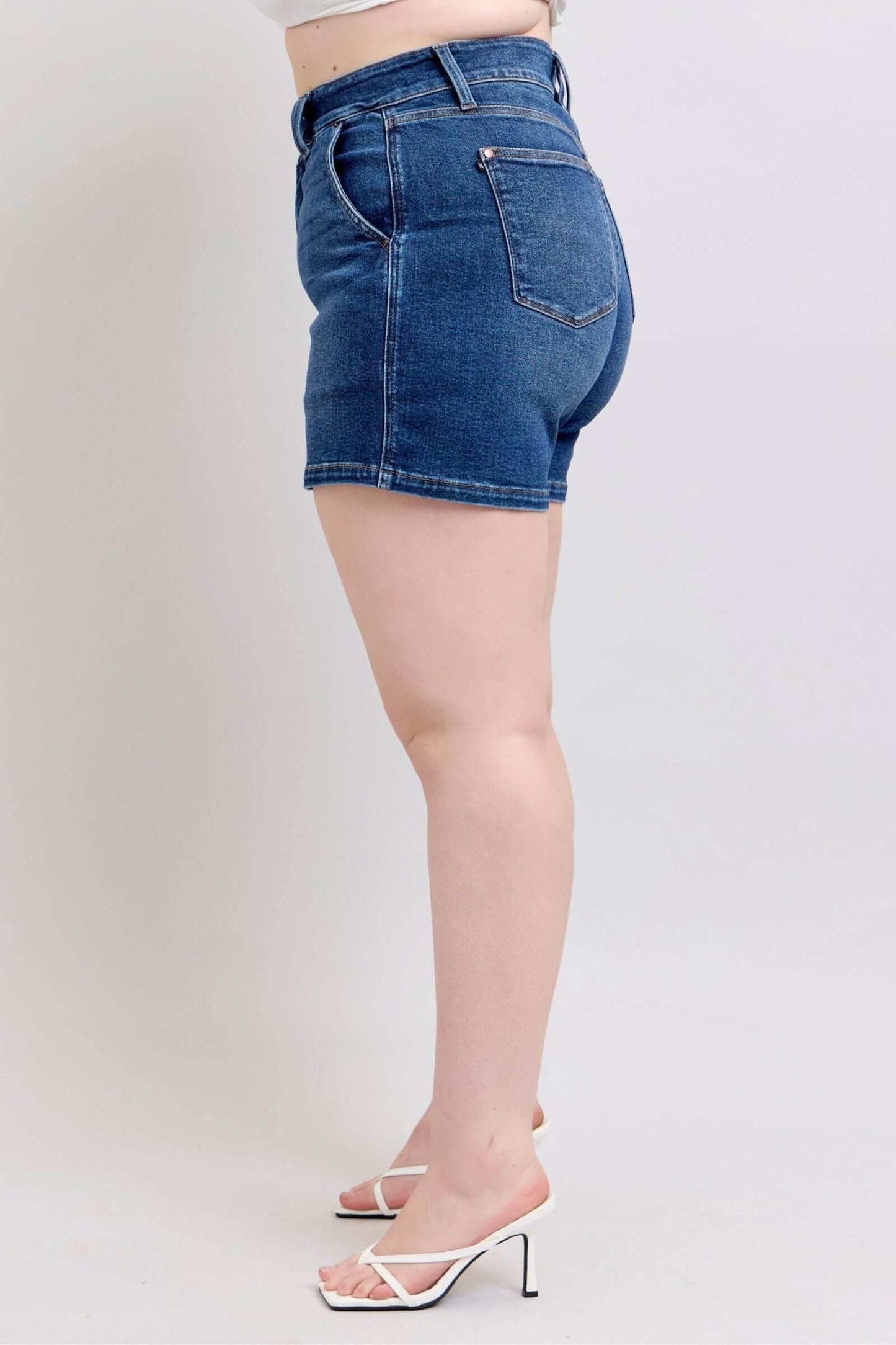 Judy Blue Full Size Double Button Waistband Denim Shorts Plus Size