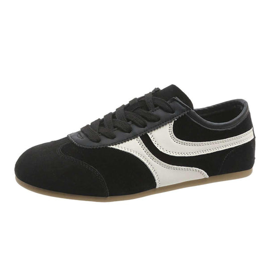 Round Toe Lace Up Flat Sneakers - Clothes For Her Online Store