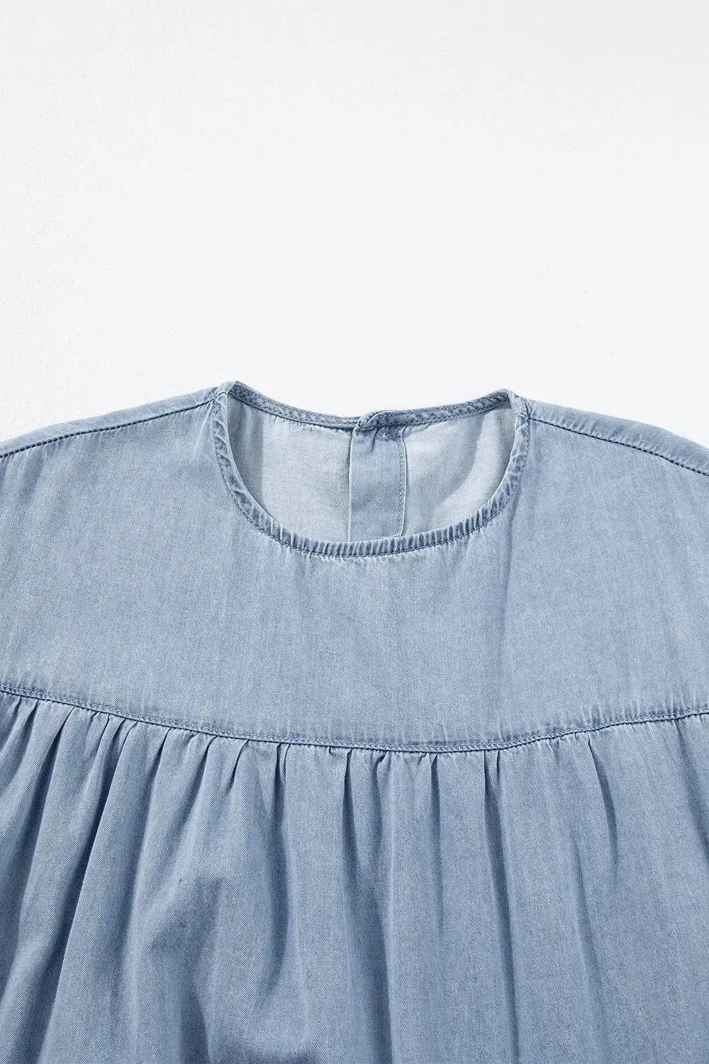 Ruffle Cap Sleeve Tiered A-line Denim Dress - Clothes For Her Online Store