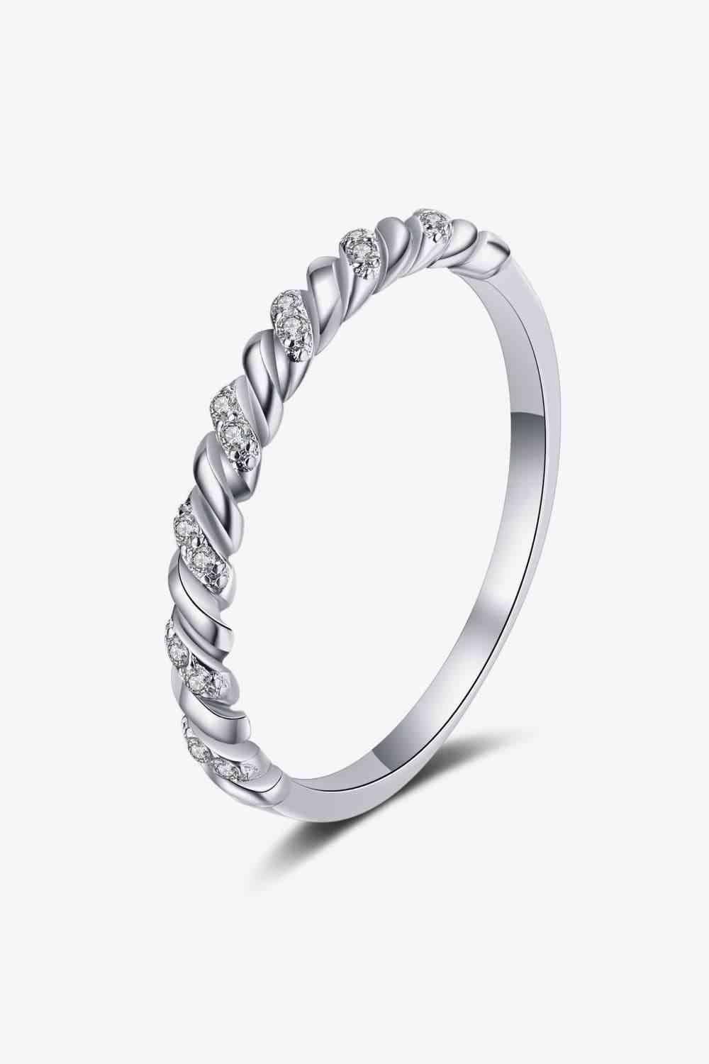 Moissanite Rhodium-Plated Half-Eternity Ring