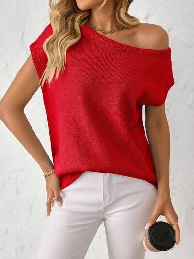 Mandy Boat Neck Short Sleeve Knit Top