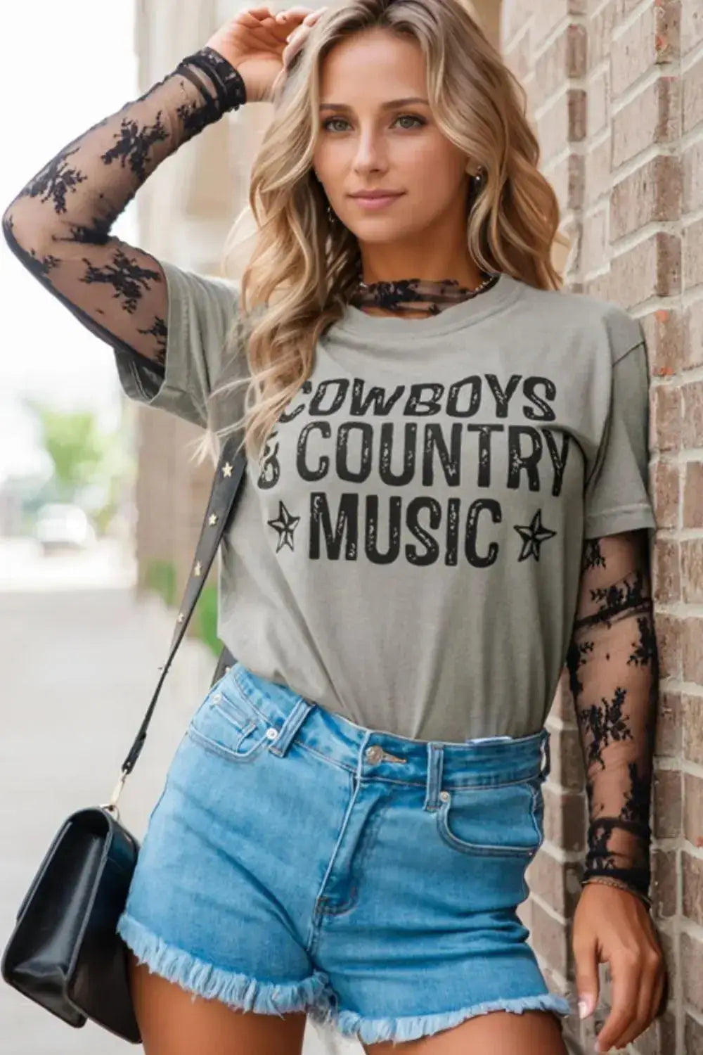 Letter Graphic Round Neck Short Sleeve T-Shirt - Clothes For Her Online Store
