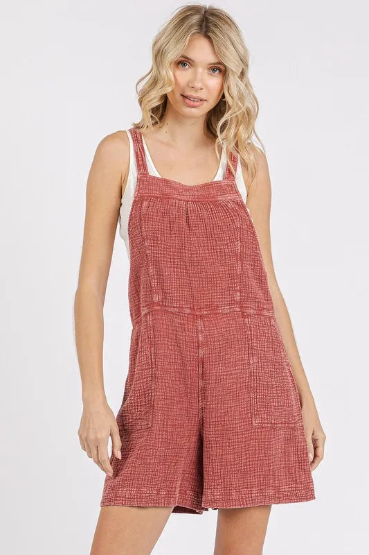 Mittoshop Textured Knotted Wide Strap Overalls - Clothes For Her Online Store