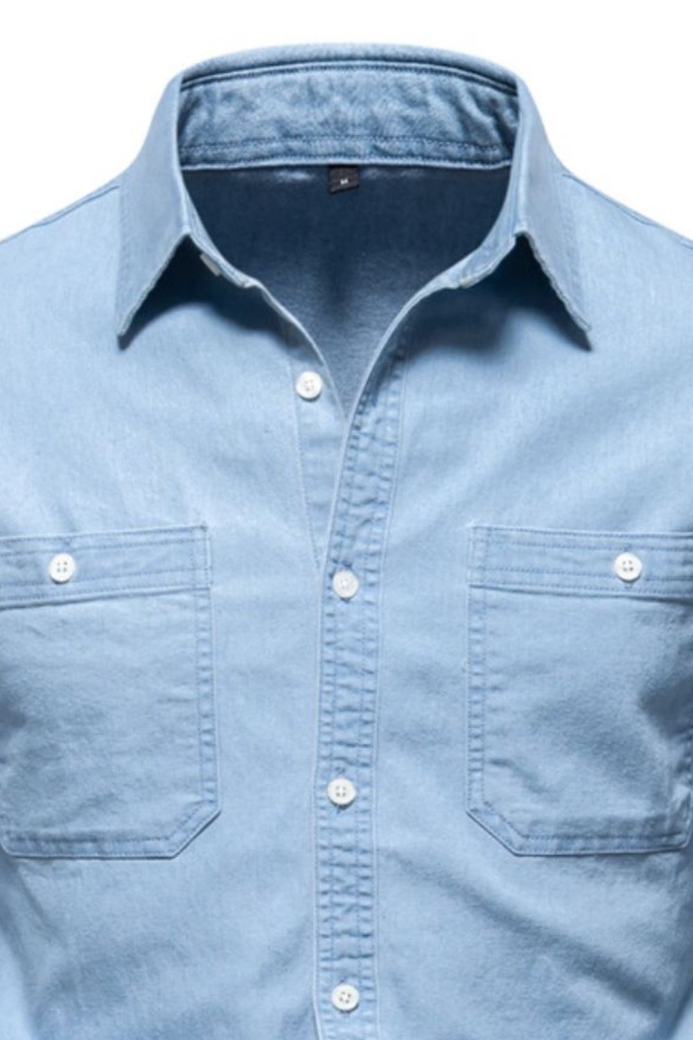 Men's Collared Neck Long Sleeve Denim Shirt - Clothes For Her Online Store