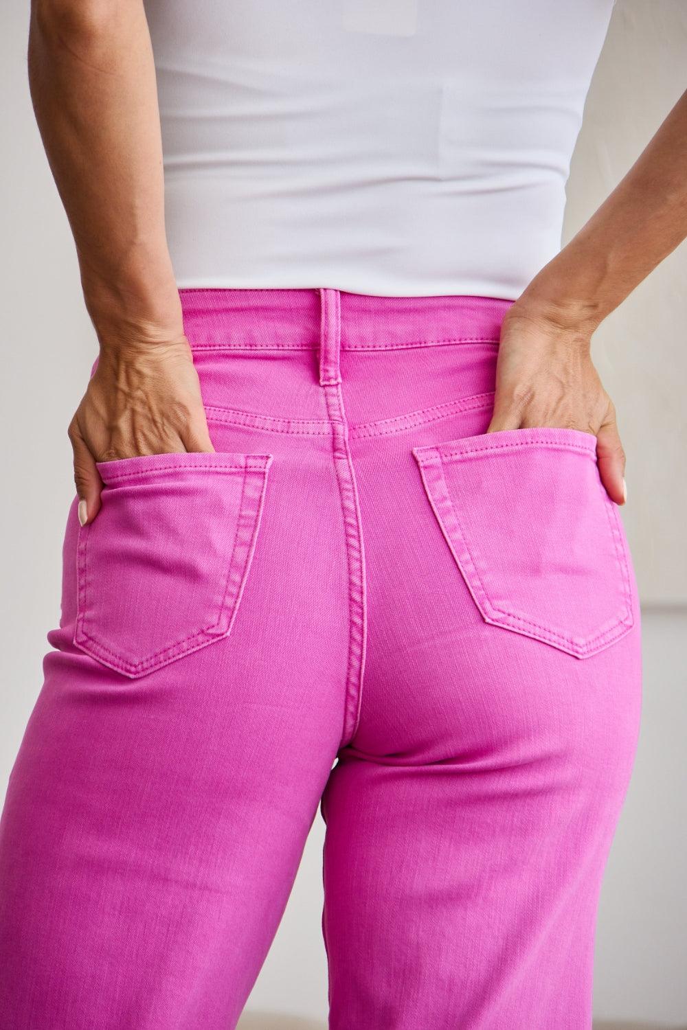 RFM Crop Chloe Full Size Tummy Control High Waist Raw Hem Jeans - Clothes For Her Online Store
