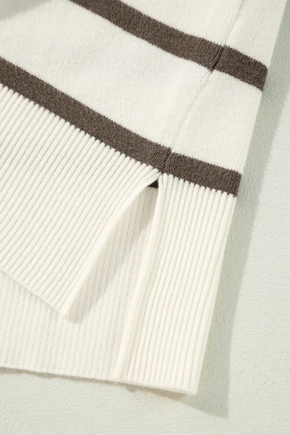 Stripe Side Slits Crewneck Sweater Vest - Clothes For Her Online Store