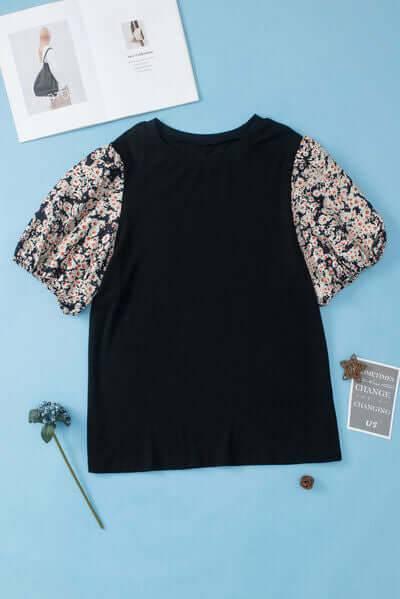 Plus Size Printed Short Sleeve Blouse - Clothes For Her Online Store