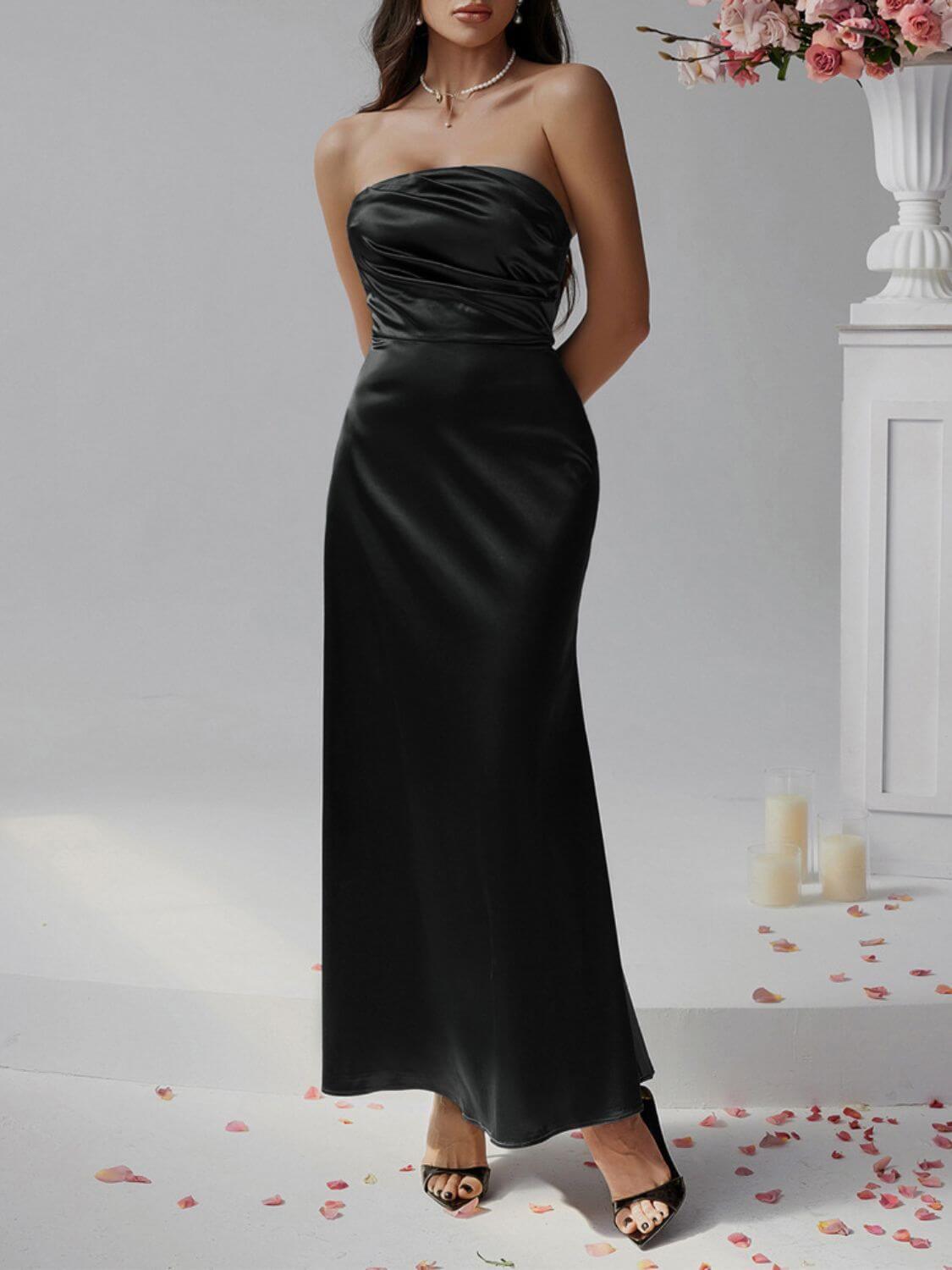 Devine Ruched Tube Maxi Dress