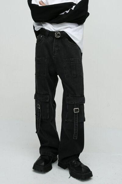 Mid Rise Men's Jeans with Cargo Pockets - Clothes For Her Online Store