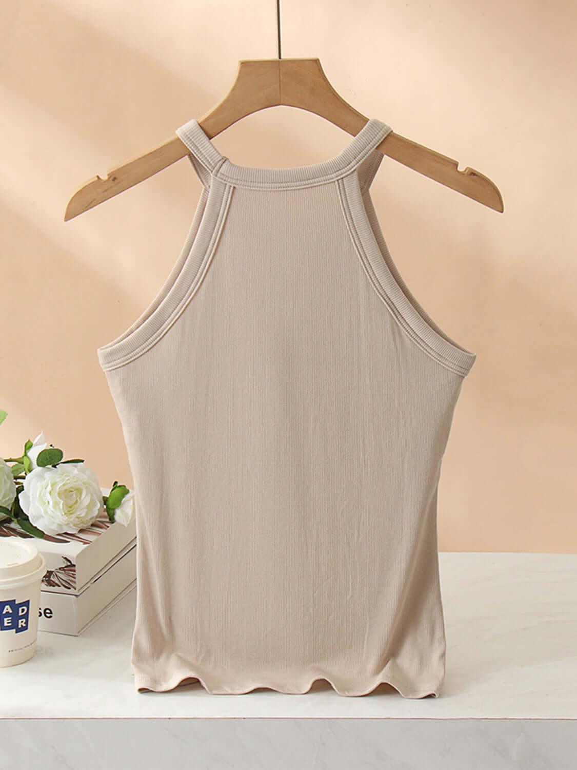 Grecian Neck Tank With Chest Pads