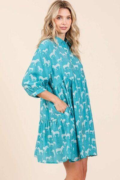 Mittoshop Zebra Print Button Down Shirt Mini Dress - Clothes For Her Online Store